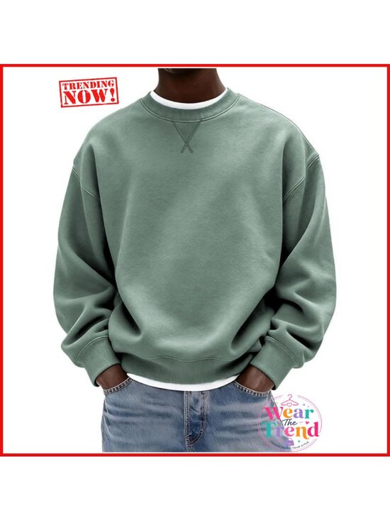Other - Men's Cotton Polyester Fleece Crew Neck Pullover Sweatshirt Long Sleeve Casual